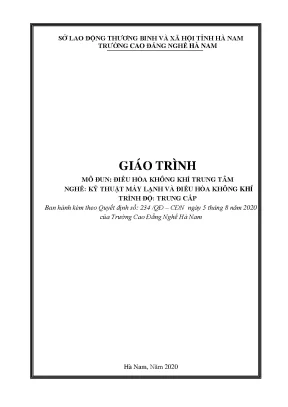 Giáo trình điều hòa không khí trung tâm nghề kỹ thuật máy lạnh và điều hòa không khí trung cấp