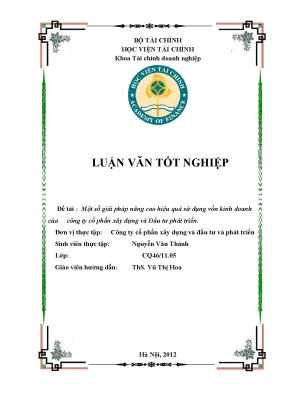 Chuyên đề thực tập nâng cao hiệu quả sử dụng vốn kinh doanh của công ty cổ phần xây dựng và đầu tư phát triển