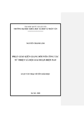 Luận văn thạc sĩ phật giáo kiên giang đối với công tác từ thiện xã hội giai đoạn hiện nay