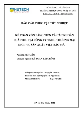 Kế toán vốn bằng tiền và các khoản phải thu tại công ty tnhh thương mại dịch vụ sản xuất việt bảo mã