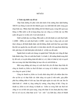 Luận văn thạc sĩ đổi mới công tác thanh tra kiểm tra thuế trên địa bàn tỉnh vĩnh phúc trong giai đoạn hiện nay