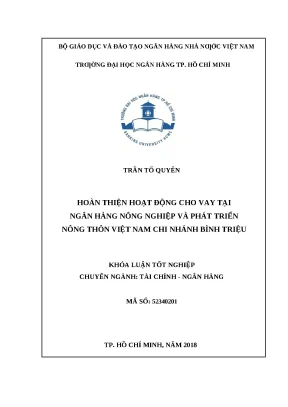 1010 hoàn thiện hoạt động cho vay tại nh nông nghiệp và ptnt việt nam chi nhánh bình triệu khóa luận tốt nghiệp đại học trần tố quyên tp hcm đh nh 2018