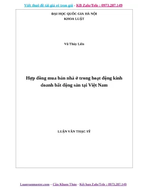 Luận văn hợp đồng mua bán nhà ở trong hoạt động kinh doanh bất động sản tại việt nam