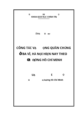 Khóa luận tốt nghiệp công tác vận động quần chúng ở ba vì hà nội hiện nay theo tưởng hồ chí minh