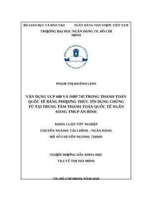 0041 vận dụng ucp 600 và isbp 745 trong thanh toán quốc tế bằng phương thức tín dụng chứng từ tại trung tâm thanh toán quốc tế nh tmcp an bình khóa luận tố