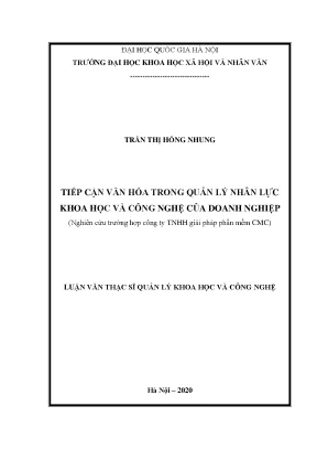 Luận văn thạc sĩ tiếp cận văn hóa trong quản lý nhân lực khoa học và công nghệ của doanh nghiệp