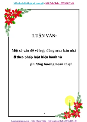 Luận văn một số vấn đề về hợp đồng mua bán nhà ở theo pháp luật hiện hành và phương hướng hoàn thiện