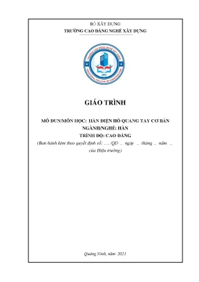 Giáo trình hàn điện hồ quang tay cơ bản tham khảo