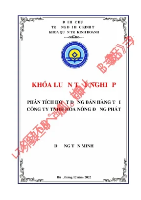 Phân tích hoạt động bán hàng tại công ty tnhh hóa nông đồng phát