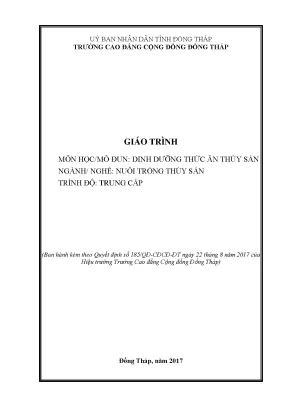 Giáo trình dinh dưỡng thức ăn thuỷ sản nghề nuôi trồng thuỷ sản trung cấp