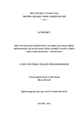 Luận văn tốt nghiệp nâng cao hiệu quả hoạt động kinh doanh tại ngân hàng nông nghiệp và phát triển nông thôn nghi sơn thanh hoá