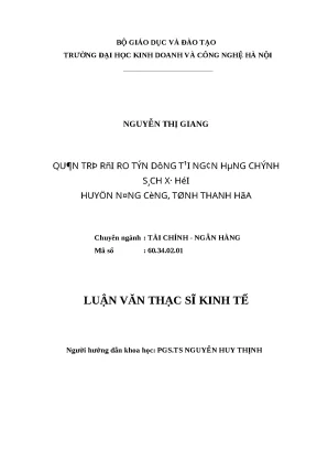 Luận văn thạc sĩ hubt công tác quản trị rủi ro tín dụng tại ngân hàng chính sách xã hội huyện nông cống tỉnh thanh hóa