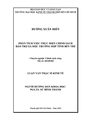 Luận văn thạc sĩ phân tích việc thực hiện chính sách bảo trợ xã hội trường hợp tỉnh bến tre