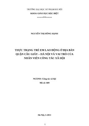 Luận văn thực trạng lao động trẻ em ở địa bàn phường nghĩa tân quận cầu giấy hà nội