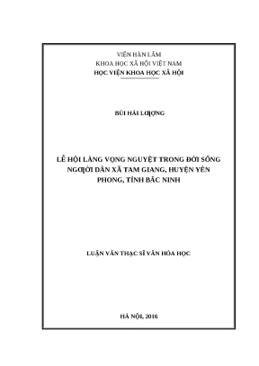 Luận văn thạc sỹ lễ hội làng vọng nguyệt trong đời sống người dân xã tam giang huyện yên phong tỉnh bắc ninh