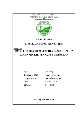 Khóa luận tốt nghiệp hoàn thiện hợp tác xã theo luật hợp tác xã năm 2012 tại hợp tác xã xã côn minh huyện nà rì tỉnh bắc kạn