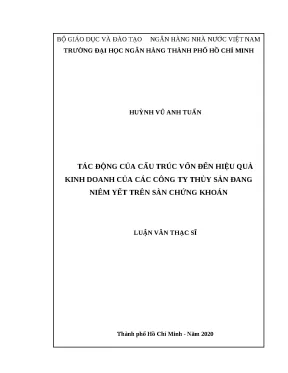 0264 tác động của cấu trúc vốn đến hiệu quả kinh doanh của các cty thủy sản đang niêm yết trên sàn chứng khoán luận văn thạc sĩ tcnh huỳnh vũ anh tuấn diệp