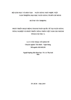 0420 phát triển hoạt động thanh toán quốc tế tại nh nông nghiệp và ptnt việt nam chi nhánh tỉnh bình thuận luận văn thạc sĩ kinh tế huỳnh văn thương tp h