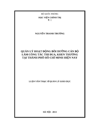 Luận văn thạc sĩ quản lý hoạt động bồi dưỡng cán bộ làm công tác thi đua khen thưởng thành phố hồ chí minh