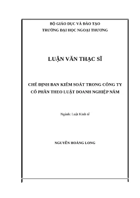 Luận văn thạc sỹ chế định ban kiểm soát trong công ty cổ phần theo luật doanh nghiệp năm