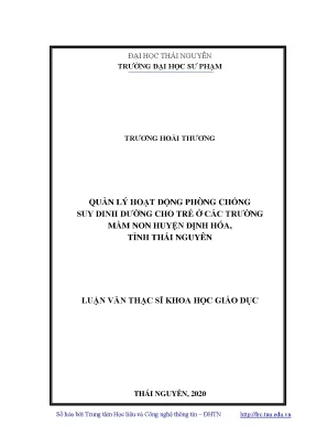 Luận văn thạc sĩ hay quản lý hoạt động phòng chống suy dinh dưỡng cho trẻ ở các trường mầm non huyện định hóa tỉnh thái nguyên