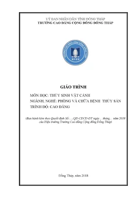 Giáo trình thuỷ sinh vật cảnh nghề phòng và chữa bệnh thuỷ sản cao đẳng