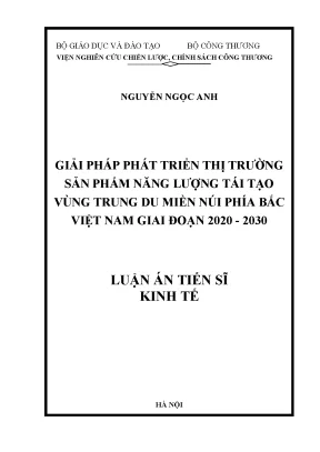 Luận án tiến sĩ giải pháp phát triển thị trường sản phẩm năng lượng tái tạo vùng trung du miền núi phía bắc việt nam