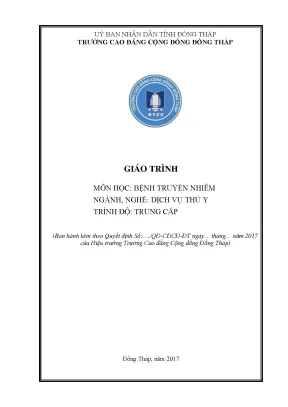 Giáo trình bệnh truyền nhiễm nghề dịch vụ thú y trung cấp
