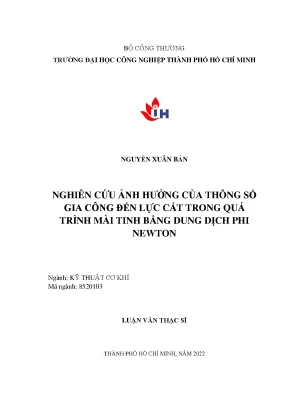 Nghiên cứu ảnh hưởng của thông số gia công đến lực cắt trong quá trình mài tinh bằng dung dịch phi newton
