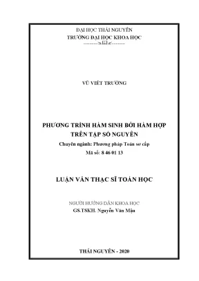Luận văn thạc sĩ hay phương trình hàm sinh bởi hàm hợp trên tập số nguyên