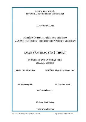 Luận văn thạc sĩ hay nghiên cứu phát triển thủy điện nhỏ và nâng cao ổn định cho thủy điện nhỏ có kênh dẫn