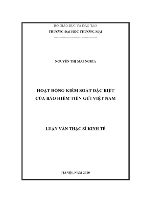 Luận văn thạc sĩ hoạt động kiểm soát đặc biệt của bảo hiểm tiền gửi việt nam