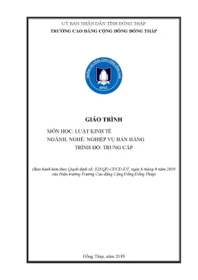 Giáo trình luật kinh tế nghề nghiệp vụ bán hàng trung cấp