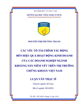 Luận văn thạc sĩ kế toán các yếu tố tài chính tác động đến hiệu quả hoạt động kinh doanh của các doanh nghiệp ngành khoáng sản niêm yết trên thị trường chứng khoán việt nam