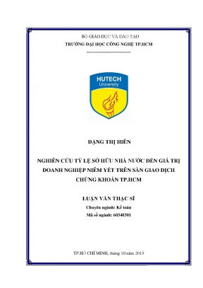 Luận văn thạc sĩ hay nghiên cứu tỷ lệ sở hữu nhà nước đến giá trị doanh nghiệp niêm yết trên sàn giao dịch chứng khoán tp hcm