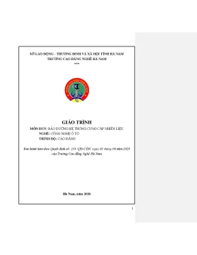 Giáo trình môn đun bảo dưỡng hệ thống cung cấp nhiên liệu