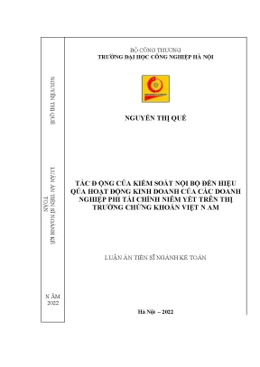 Luận án tiến sĩ tác động của kiệu quả hoạt động kinh doanh đến hiệu quả hoạt động kinh doanh của các doanh nghiệp phi tổ chức niêm yết trên thị trường chứng khoán việt nam