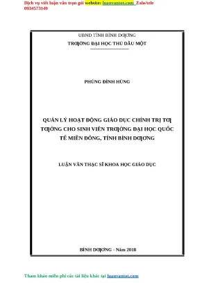 Quản lý hoạt động giáo dục chính trị tư tưởng cho sinh viên trƣờng đại học quốc tế miền đông tỉnh bình dương luận văn thạc sĩ khoa học giáo dục