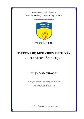 Luận văn thạc sĩ kỹ thuật cơ điện tử thiết kế bộ điều khiển phi tuyến cho robot hàn di động
