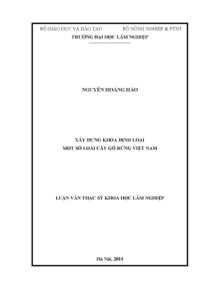 Luận văn thạc sĩ hay xây dựng khóa định loại một số loài cây gỗ rừng việt nam