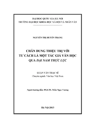 Luận văn thạc sĩ văn học chân dung thiệu trị với tư cách là một tác giả văn học qua đại nam thực lục