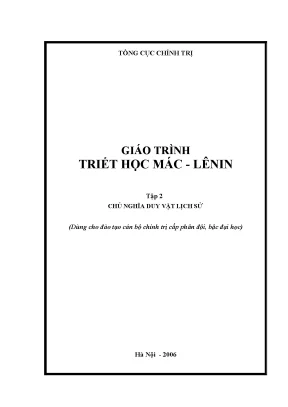 Giáo trình triết học mác lênin tập 2 chủ nghĩa duy vật lịch sử phần 1