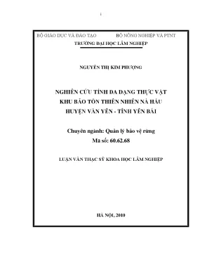 Luận văn thạc sĩ hay nghiên cứu tính đa dạng thực vật khu bảo tồn thiên nà hẩu huyện văn yên tỉnh yên bái