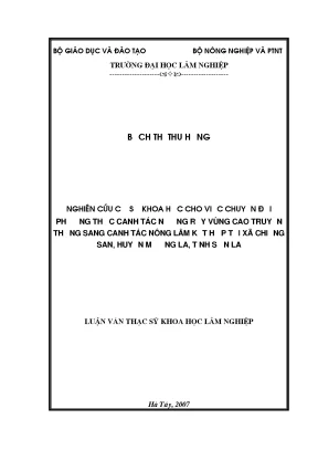 Luận văn thạc sĩ hay nghiên cứu cơ sở khoa học cho việc chuyển đổi phương thức canh tác nương rẫy vùng cao truyền thống sang canh tác nông lâm kết hợp tại xã chiềng san huyện mường la tỉnh sơn la