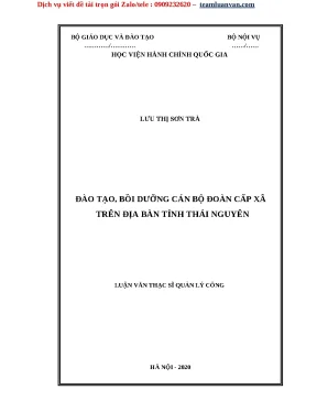 Luận văn thạc sỹ đào tạo bồi dưỡng cán bộ đoàn cấp xã trên địa bàn tỉnh thái nguyên