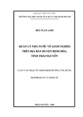 Luận văn thạc sĩ hay quản lý nhà nước về giảm nghèo trên địa bàn huyện định hóa tỉnh thái nguyên