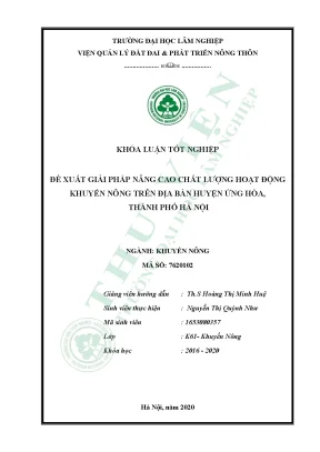 Khóa luận tốt nghiệp đề xuất giải pháp nâng cao chất lượng hoạt động khuyến nông trên địa bàn huyện ứng hóa thành phố hà nội