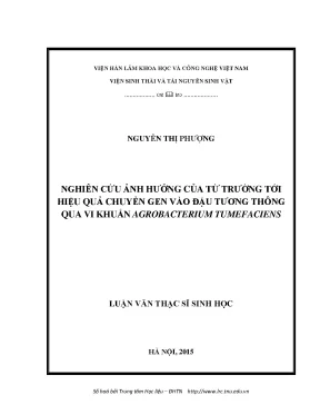 Luận văn thạc sĩ hay nghiên cứu ảnh hưởng của từ trường tới hiệu quả chuyển gen vào đậu tương thông qua vi khuẩn agrobacterium tumefaciens