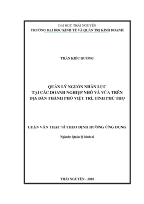 Luận văn thạc sĩ hay quản lý nguồn nhân lực tại các doanh nghiệp nhỏ và vừa trên địa bàn thành phố việt trì tỉnh phú thọ