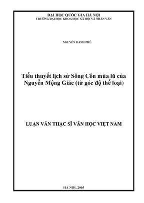 Luận văn thạc sĩ văn học việt nam tiểu thuyết lịch sử sông côn mùa lũ của nguyễn mộng giác từ góc độ thể loại